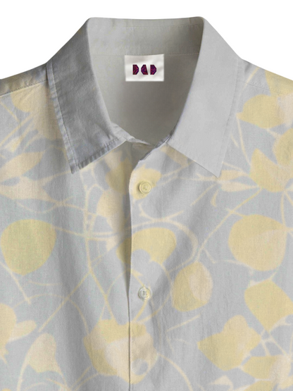 AI Imagined Grey is "My Yellow Glow" Men's Collar Shirt